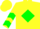 Silk - Yellow, Green 'L' in Diamond Frame, Green Chevrons on Sle