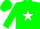 Silk - Green, Green 'R' on White Star, Whit