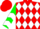 Silk - Red, and White Diamonds, Green Sleeves, White Chevrons, Gr