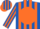 Silk - Royal blue, orange disc, orange stripes on sleeves, orange stripes on roya