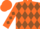 Silk - Orange, orange 'BTF' on brown circled diamonds, orange diam