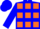 Silk - BLUE and ORANGE Quarters,  White 'BF', Blue and Orange Squares o