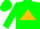 Silk - GREEN, green 'ERT' in gold triangle, gold band on sleeve