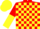 Silk - Red and Yellow check, halved sleeves, Yellow cap