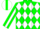 Silk - Green, white diamonds, white stripe