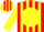 Silk - Red, red 'MP' on yellow disc, yellow stripes on sl