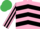 Silk - Pink, Black chevrons, striped sleeves, Emerald Green cap