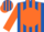 Silk - Royal blue, orange disc, orange stripes on sleeves, orange s