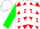Silk - White, Red Diamonds, White Chevrons on Green Sleeves, Green Ca