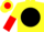 Silk - YELLOW, red 'GA' on black disc, yellow and red halved sleeves,