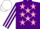 Silk - Purple, Pink stars, Purple and White striped sleeves, White cap