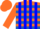 Silk - Orange, Royal Blue Blocks, Blue Stripes on Orange Sleeves, Orange Cap
