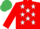 Silk - RED, white stars, red sleeves, emerald green cap