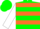Silk - Green, White Circled 'P', Orange Hoops on White sleeves