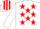 Silk - WHITE, red stars, white sleeves, red & white striped cap