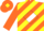 Silk - Orange, Yellow Diagonal Stripes, 'TW' on White Diamond