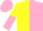 Silk - Yellow and pink halved diagonally, reversed sleeves, halved cap