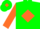 Silk - Green, Orange diamond, Orange sleeves, Green cap, Orange diamond