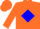 Silk - Orange & blue vertical halves, orange & blue diamond 'VF' on b