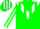 Silk - Green, white inverted chevron, green stripes o