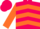 Silk - Fuchsia, orange chevrons, orange circles on sleeves, fuc