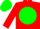 Silk - Red, green disc, green band on sleeves, green cap
