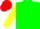 Silk - Forest green, red bar on yellow sleeves, red cap