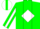 Silk - Green, green 'TGF' on white diamond on back, white diamond stripe on