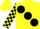 Silk - Yellow, large black spots, yellow and black check sleeves