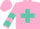 Silk - Pink, turquoise cross, turquoise chevrons on sleeves, pink and turq