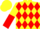 Silk - Yellow, Red Diamonds, Yellow and Red Halved Sleeves
