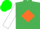 Silk - EMERALD GREEN, orange diamond, white sleeves, green cap