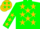 Silk - Green, gold stars, gold stars on w