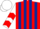 Silk - Red and Dark Blue Stripes, White Sleeves, Red Chevrons, White Cap