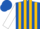 Silk - Royal blue, gold stripes, white sleeves, royal blue cap