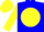 Silk - Blue, black emblem on yellow disc, yellow sleeves, blue and yellow cap