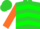 Silk - LIME GREEN, Orange Horseshoe and 'D', Green Chevrons on Orange Slvs