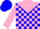 Silk - Blue, Pink Yoke, Pink Blocks on Sleeves, Blue Cap