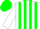 Silk - White, Green Stripes, White Sleeves, Green Cap