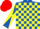Silk - Royal blue and yellow check, diabolo on sleeves, red cap
