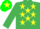 Silk - EMERALD GREEN, yellow stars, emerald green sleeves, em. green cap, yellow star