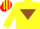 Silk - YELLOW, brown inverted triangle, yellow & red striped cap