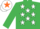 Silk - EMERALD GREEN, white stars, white cap, orange star