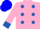 Silk - Hot pink, royal blue spots and cuffs, pink and blue cap