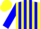 Silk - yellow, blue vertical stripes, blue bars on sleeves