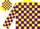 Silk - Yellow, yellow 'RL' inside purpleblocks on front, purple blocks on back,