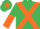 Silk - EMERALD GREEN, orange cross belts, halved sleeves, orange star on cap