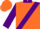 Silk - FLUORESCENT ORANGE, purple collar, sash & cuffs on sleeves, fluorescent orange c