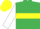 Silk - EMERALD GREEN, yellow hoop, white sleeves, yellow cap