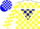 Silk - White, Blue Block and Inverted Triangle on Yellow Blocks on Fron